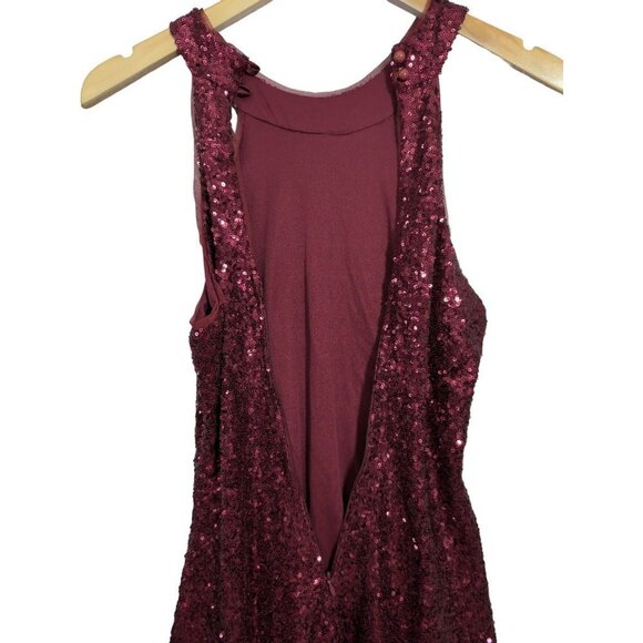 Miss Kim USA Sequin Halter Dress Womens M Red Sleeveless Holiday Party Event - Picture 4 of 12
